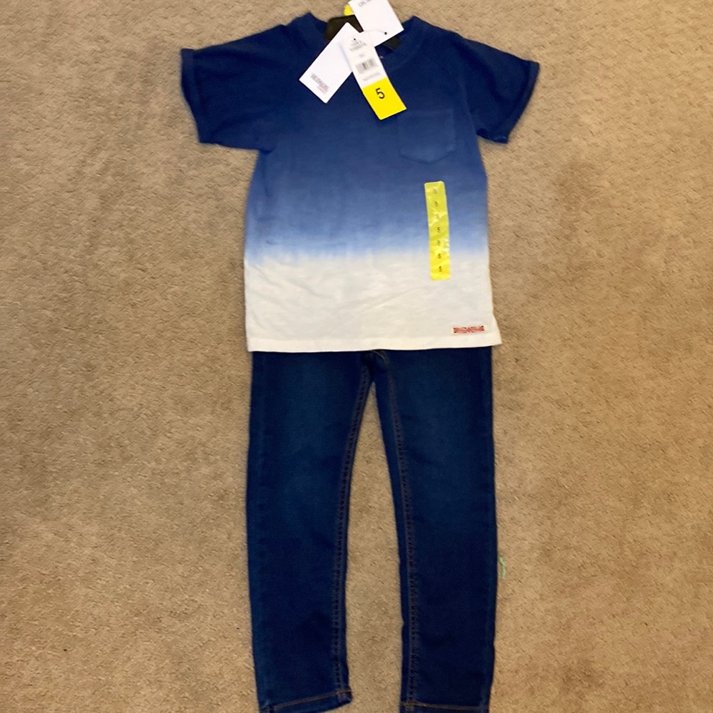 Hudson Kids! Boys 2-Piece Short Sleeve Shirt and Pants Set Ink: NWT